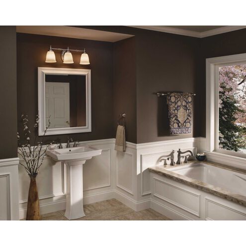 Victorian 3 Light 25 inch Brushed Nickel Bath Vanity Wall Light, Delta